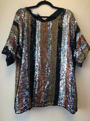 Size 2X Diana Marco metallic Formal Wear Top