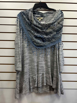 Size 3X One World Gray Long Sleeve Shirt w/matching scarf