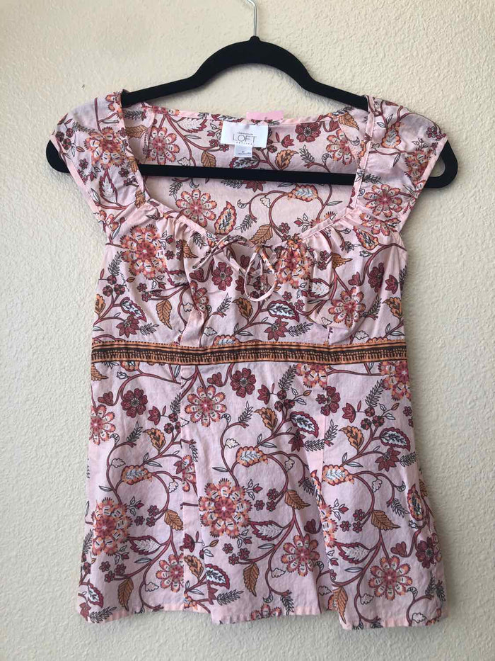 Size 2P Loft Pink Orange White Shirt