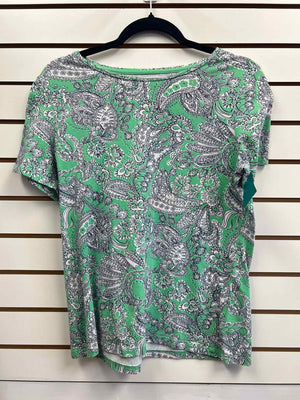 Size M Talbots Green/White Short Sleeve Top