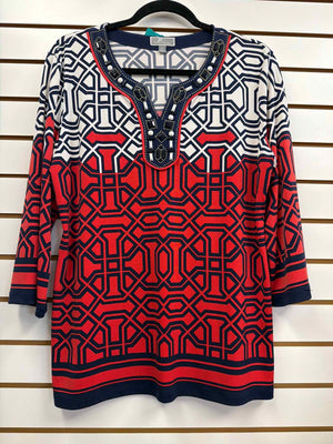 Size PL JM Collection Multi-color Print Long Sleeve Top