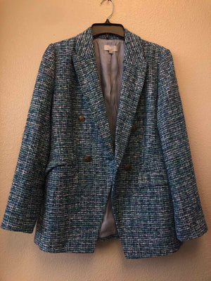 Size 6 Loft Blue Multi Colored Tweed Blazer