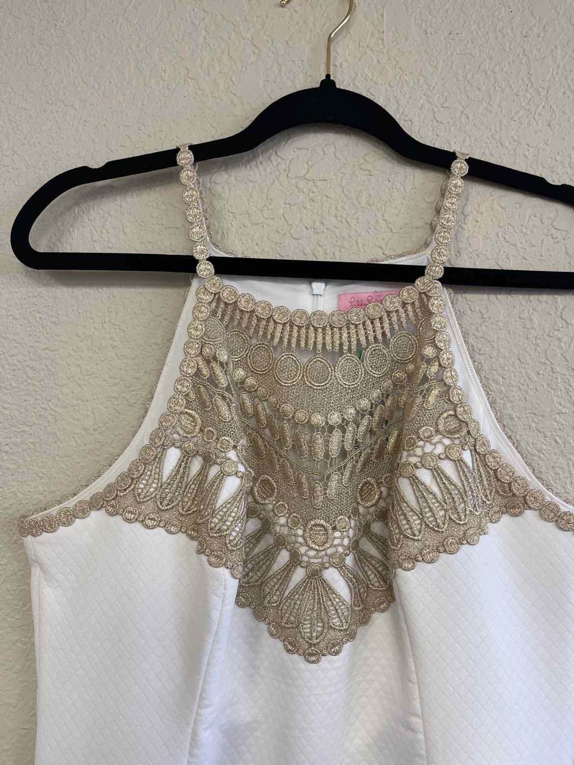 Size 12 Lilly Pulitzer White/Gold Dress Size 12 Lilly Pulitzer White/Gold Dress