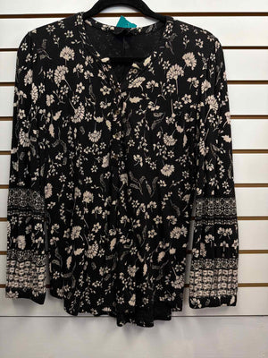 Size S Lucky Brand Black/Beige Long Sleeve Top