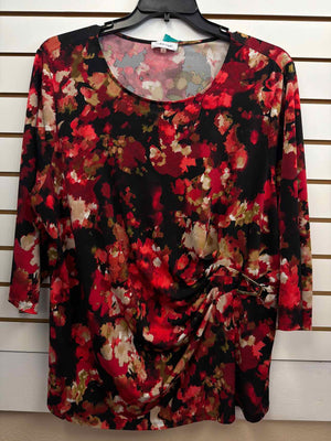 Size 2X Calvin Klein Red Print Casual Top