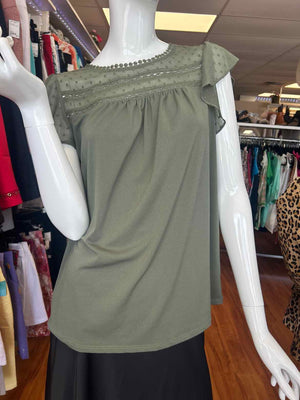 Size M Adrianna Papell Olive Casual Top