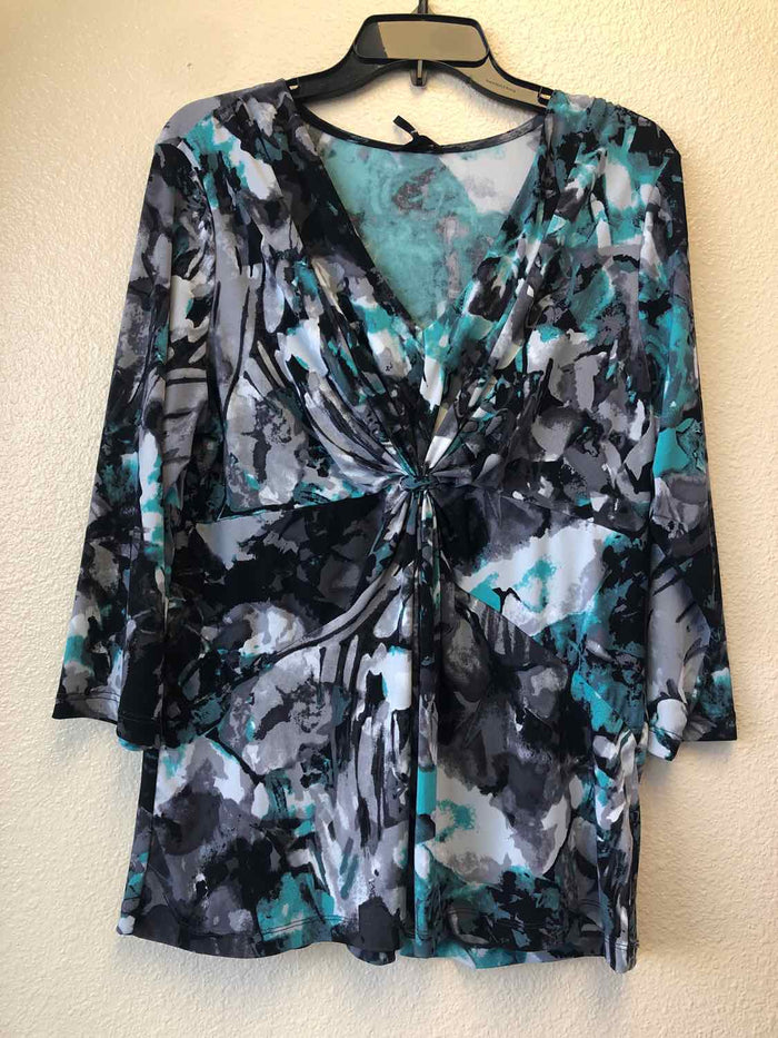 Size XL Daisy Fuentes Turquoise & Gray Long Sleeve Top