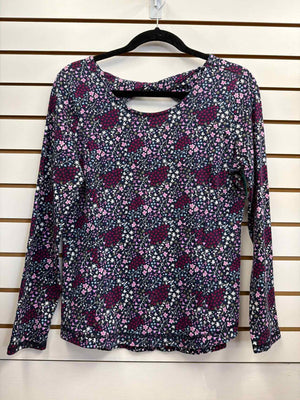 Size PM T by Talbots Purple Print Long Sleeve Top