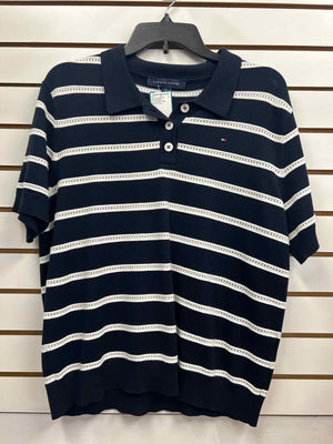 Size XL Tommy Hilfiger Blue & White Short Sleeve Sweater