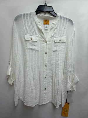 Size PL Ruby Rd White Long Sleeve Shirt