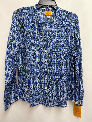 Size PXL Ruby Rd Blue Print Long Sleeve Shirt