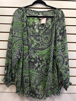 Size 3X Liz Claiborne Black/Green Sheer Top
