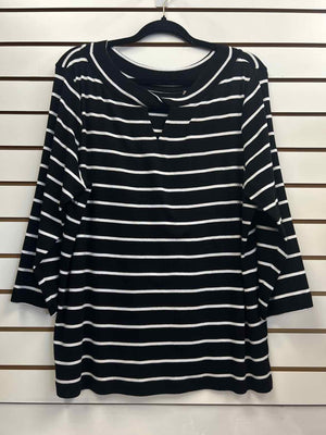 Size XL Chico's Black & White Stripe Long Sleeve Shirt