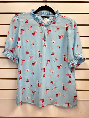 Size M Banana Republic Blue Print Short Sleeve Top