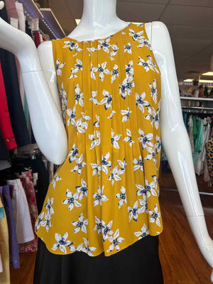 Size M Ann Taylor Yellow Print Sleeveless