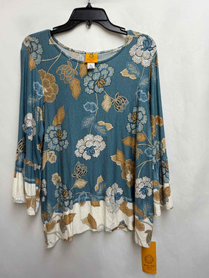 Size PL Ruby Rd Green Print Long Sleeve Top