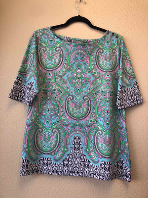 Size L Charter Club Blue Pink Green Casual Top