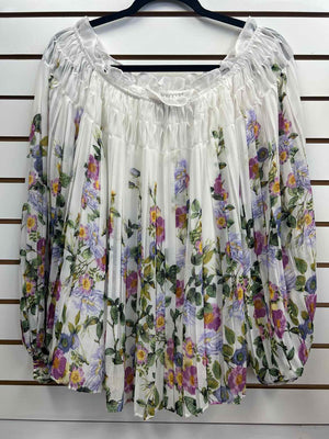 Size L White House Black Market White/Purple Long Sleeve Top