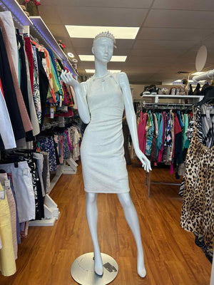 Size 4 Eliza J cream & gold Cocktail Dress w/rhinestone accents