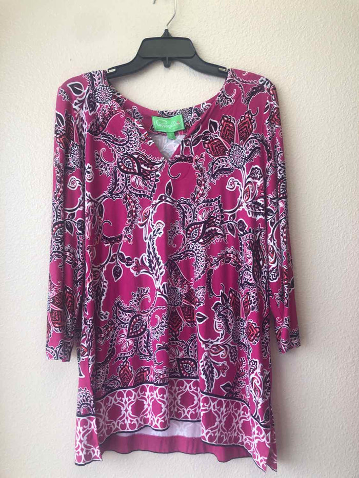 Size L Cappagallo Pink & Black Casual Top