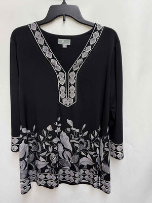 Size L JM Collection Black/White Long Sleeve Top