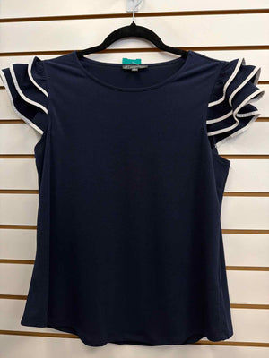 Size S Adrianna Papell Navy/White Casual Top