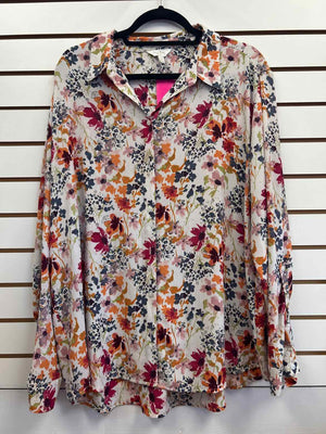Size 1X Coral Bay Cream Multi Colored Blouse