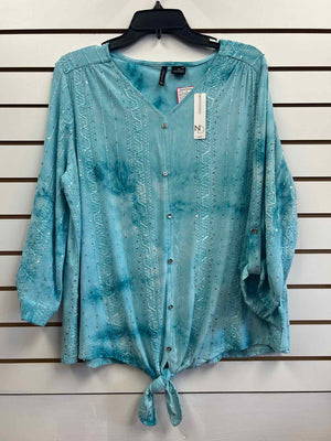 Size 1X New Directions Turquoise Long Sleeve Top
