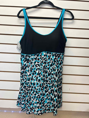 Size 14 Sea & Sand Blue/Black/White Swimsuit