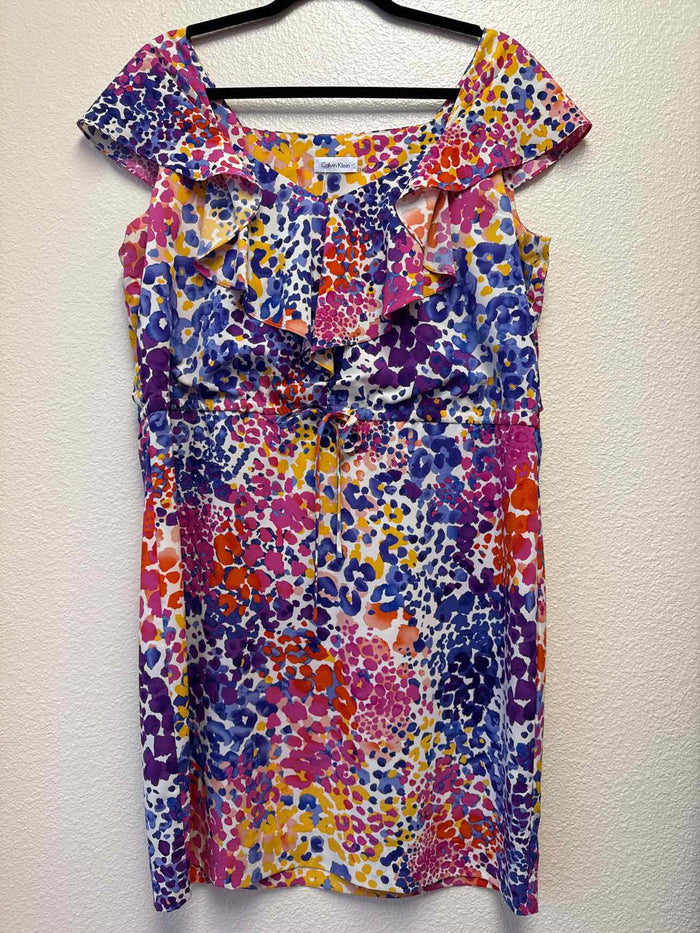 Size 14 Calvin Klein Multi-Color Sleeveless Dress
