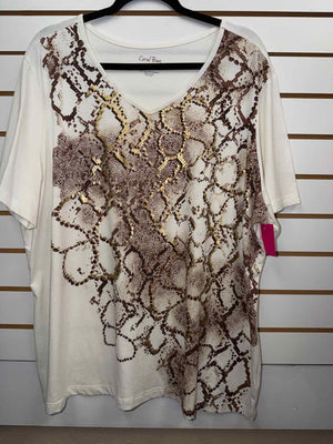 Size 2X Coral Bay White/Gold Casual Top