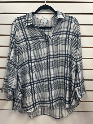 Size L Van Heusen Navy/White Long Sleeve Top