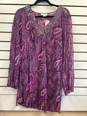 Size 1X Worthington Purple Multi-Color Long Sleeve Top