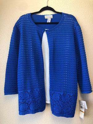 Size 3X Alfred Dunner Blue & White Shell w/Attached Cardigan