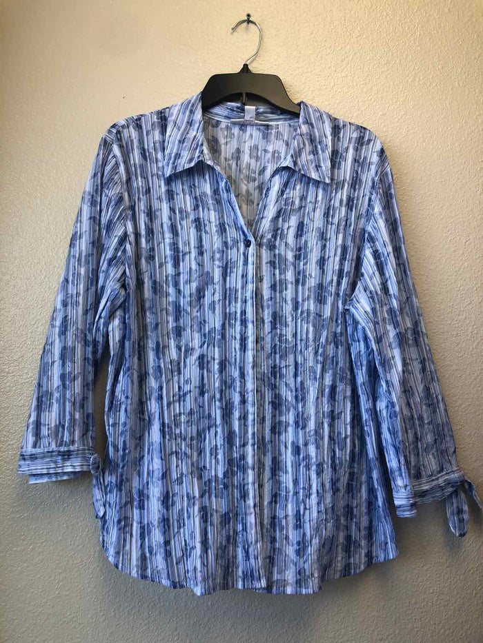 Size 18 JM Collection Blue & White Blouse