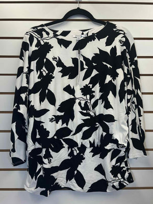 Size L Chico's Black/Ivory Casual Top