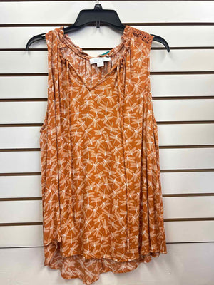 Size 1X Bunulu Orange & White Sleeveless