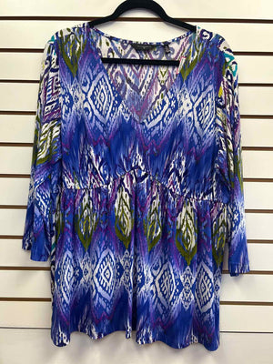 Size 1X Investments Blue & purple Long Sleeve Top