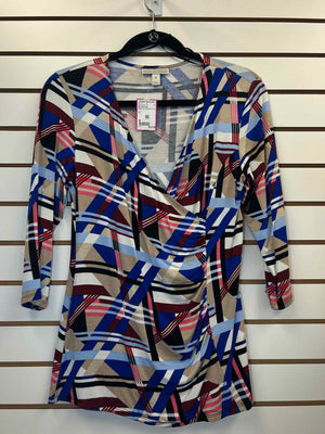 Size M Dana Buchman Beige Print Casual Top