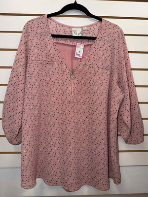 Size 2X Janet Chung Pink/Black Long Sleeve Top
