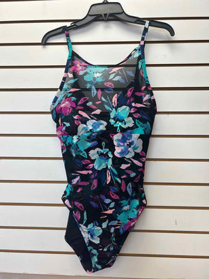 Size L Time & Tru Black & Blue Swimsuit