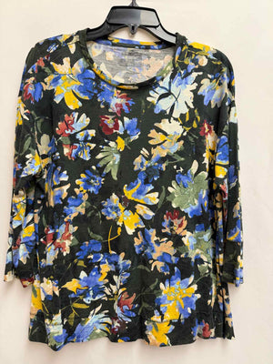 Size PL Westbound Green Print Long Sleeve Top