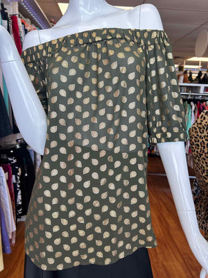 Size XS Michael Kors Olive/Gold Casual Top