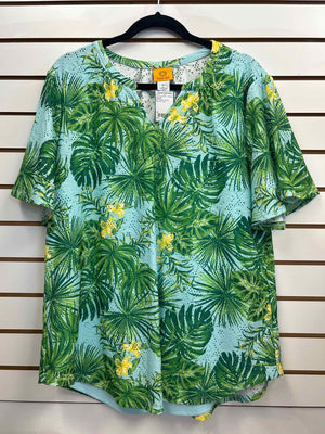 Size L Ruby Rd Blue/Green Short Sleeve Top