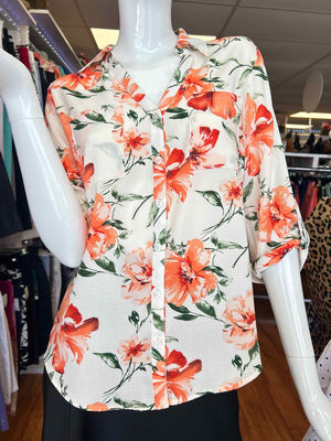 Size S/M Ivory/Orange Long Sleeve Shirt