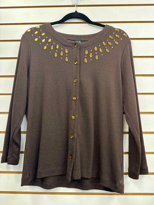 Size L Rafaella Brown Cardigan
