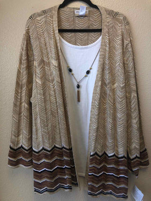 Size 3X Alfred Dunner Beige/White Shell w/Attached Cardigan