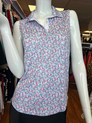 Size S Greg Norman White Print Sleeveless
