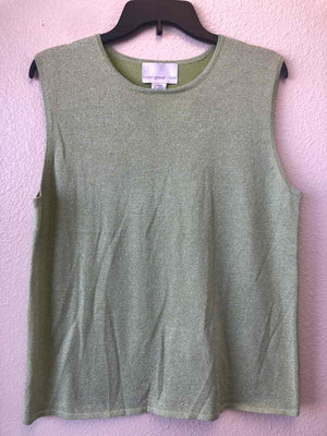 Size L Susan Graver Chartreuse & Silver Sleeveless