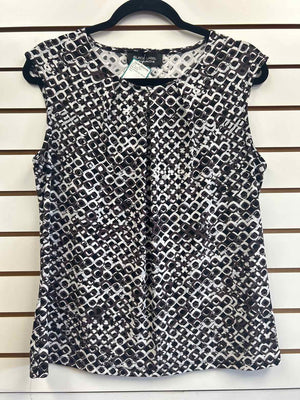 Size M Evan-Picone Black/white/Brown Short Sleeve Top